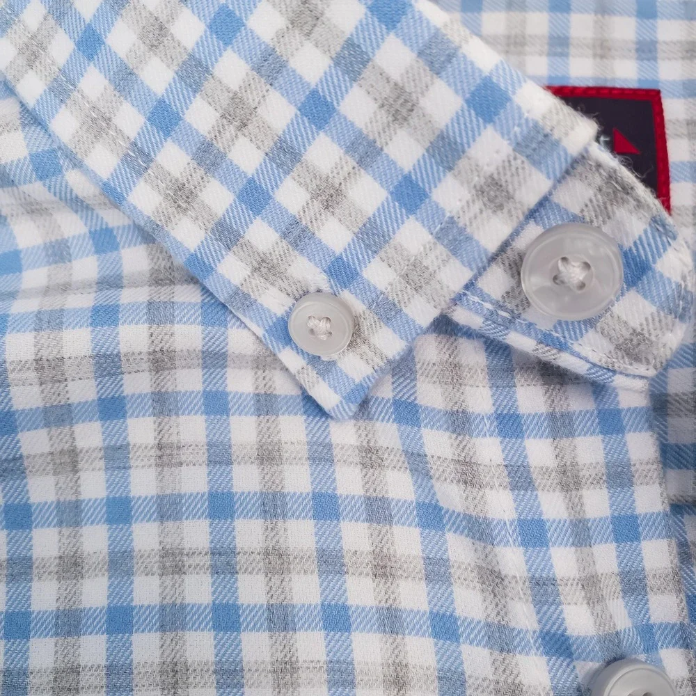 UNTUCKit Button-Down Mens Large Blue Grey Gingham Slim Fit Cotton Shirt